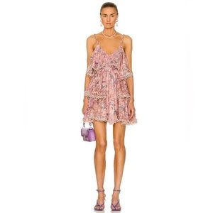 HEMANT & NANDITA KATI TIERED MINI DRESS - PEACH